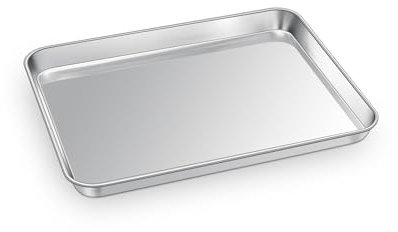 Joyfair Stainless Steel Rectangle Baking Sheets Pan, Cookie Oven Tray Great for Cooking Roasting, Non Toxic & Rust Free, Mirror Finished & Dishwasher Safe, 26.5 X 20.5x2.5cm
