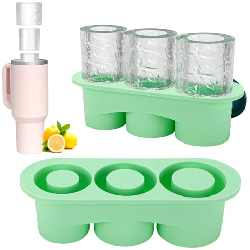Auauraintt Bac à glaçons en silicone pour tasse Stanley,bacs à glaçons réutilisables à 3 cylindres creux,bac à glaçons en silicone avec couvercle,sans BPA,accessoires pour glaçons de 20-40 oz (B)
