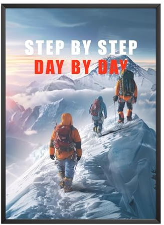 MJ-GRAPHICS® Poster Erfolg Bergsteiger Disziplin Bilder Büro, A2 Bild Wohnzimmer Motivation Poster Affirmation Motivationsbilder Training Mood Poster Sport Ziele Bild - ohne Rahmen