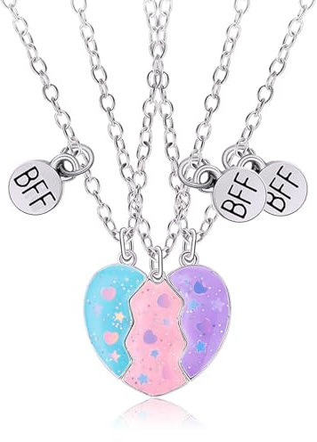 BFF Ketten für 3, Magnetherz Freundschaftsketten für 3 Freundschaftsarmbänder Beste Freunde Kette Freundschafts Ketten Best Friends Kette für Beste Freunde Graduierung Geburtstag Weihnachtsgeschenke