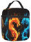 Mexpekil Blue Orange Dragon Insulated Lunch Bag for Women Men Thermal Lunch Box Portable Picnic Cooler Bag with Side Mesh Pocket Adults Lunchbox for Work
