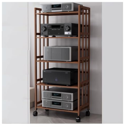 ZCFLWR 2/3/4/5-stufiger AV-Medienständer, Audio-Rack-Regal, Büro-/Heim-CD-Plattenspieler, Stereo-Receiver-Schrank, Komponenten-Aufbewahrungseinheit mit verstellbaren Regalen/Rollen, Eckregal für Pr