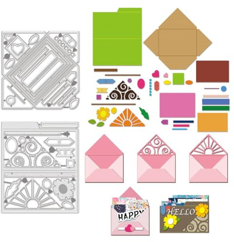 BENECREAT 2Pcs Umschlag Ordner Blumen schneiden stirbt, Kohlenstoffstahl stanzt Schablonen stanzt Metall Schablonen für DIY Scrapbooking Fotoalbum dekorative Prägung Papier Karte