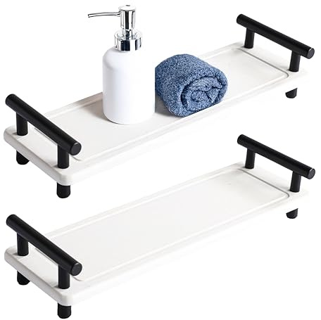 BLISSJU Instant Dry Spülbecken-Caddy, wasserabsorbierende Steinwanne, schnell trocknende Steinablage für Badezimmer-Theke, Badezimmer-Stein-Trockenwanne mit Metallgriff, saugfähige Steinwanne (Weiß &