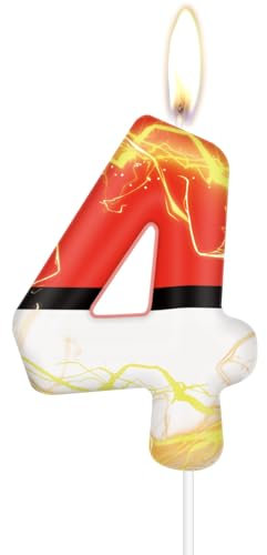 Cartoon 4th Geburtstagskerze, Anime Nummer 4 Kerzen für Kuchen, Mädchen Jungen 4. Geburtstag Dekoration, Anime Thema Party Dekoration, Cartoon Kerze Kuchen Toppers für Mädchen Jungen Geburtstagsparty