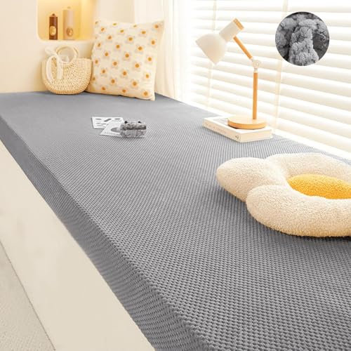 YFHT Benutzerdefinierte Bankkissen Sitzkissen Bank Für Innen Fensterbank Window, Cord Waschbar Sitzpolster Bankauflage, rutschfest Sitzauflagen Für Bänke, Sitzbank Kissen Eckbank Auflage (Dunkelgrau)