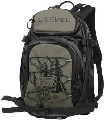 Level Freeride - Wanderrucksack Damen und Herren 25l, mit Elastischer Netz und Front Straps für Ski und Snowboard, Trekkingrucksack mit Rücken, Hiking Backpack für Wandern, Bergsteigen und Reisen