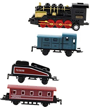 WESIEVYA 4pezzi Treno Vapore Lega Giocattolo Treno Retro Con Funzione Pull Back Giocattolo Educativo Per Ragazzo Ragazza Nero