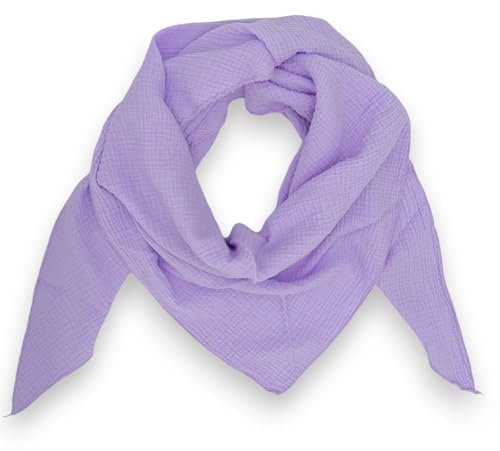 Musselin Schal damen Uni Made Italy 195 x 72 cm Herbst Winter Dreieckstuch Baumwolle Halstuch (Violett)