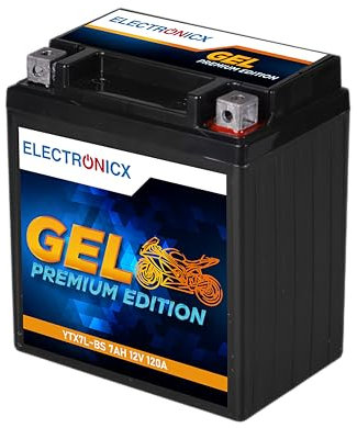Electronicx YTX7L-BS GEL Motorradbatterie 12V 7Ah 120A– Wartungsfrei, Hohe Startleistung, Langlebig – Perfekt für Roller, Motorräder und Offroad – Erfüllt OE-Standards für CTX7L-BS, YTX7L-BS und mehr