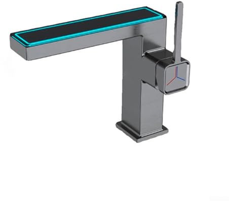 High Tech Robinet numérique pour lavabo de salle de bain avec lumières LED pour indiquer la température de l'eau (gris)