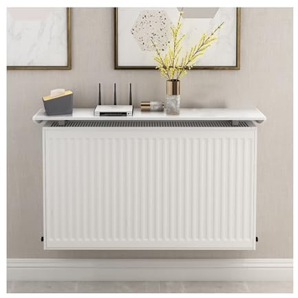Heizkörperabdeckung Heizkörperregal Weiß Heizung Versteckabdeckung ohne Bohren Moderne Schrankplatte für Wohnzimmer Schlafzimmer (Weiß, 45 cm)