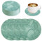 Untersetzer Gläser 12er Set, Floral Untersetzer 10cm Glasuntersetzer Leder Kunstleder Tischuntersetzer Wasserfeste rutschfeste Waschbar Lederoptik Untersetzer (Grün)