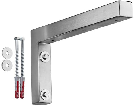 SOTECH 1 Stück Wandkonsole in L-Form (300 x 150 x 30 mm, Edelstahl gebürstet), robuste Waschtischkonsole zur Wandmontage, besonders geeignet für DIY-Projekte