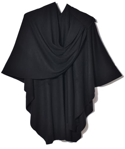 Lifetooler Women Poncho Cape Ladies Shawls and Wraps Soft Cross Front Lightweight Cardigan Warm Shawl for Spring Fall Winter(Black)