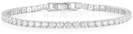 Titaniumcentral Tennisarmband für Damen Zirkonia Silber Tennis Armbänder Glitzer Armband für Frauen (6.5 inch)