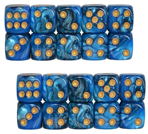 20-Piece Acrylic Polyhedral Dice Set - 12mm Blue & Black 6-Sided Dice for Board Games, Math Learning, and Tabletop RPGs - Durable, Colorful, and Perfect for Rolling Fun