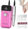 HUIJUTCHEN Electric Nail Drill, Professional 45000RPM Nail File Portable Nail Drill Machine Rechargeable Manicure & Pedicure Kit for Acrylic and Gel Nails LCD Display for Home and Salon Use (Purple)