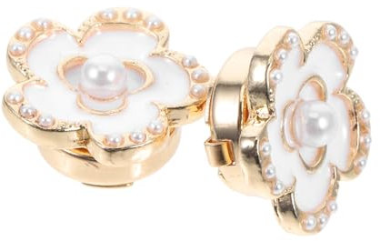 PACKOVE 2 Stück Legierungs-blumen-knopfabdeckungen Für Damen, Elegante Perlen-manschettenknöpfe, Dekorative Hemd-schmuckknöpfe Für Hemden, Kleider, Diy-kleidung, Dekorationen