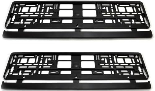 2x Number Plate Holders For Cars - Registration License Number Plate Holder Frame, Caravan,Trailer, Car Registration Plate Holders - Black ABS Plastic