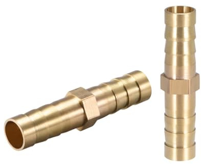 TA-VIGOR 2Pcs 8mm Brass Barb Hose Fitting Straight Connector Coupler, Straight Barb Hose Fitting Joiner for Air Gas Water Fuel