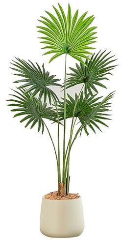 ZXTRYBHD Palma Artificiale a Ventaglio, Pianta Artificiale Decorativa di Grandi Dimensioni alta 120/140 cm con Fioriera, Piante Finte Cadenti in Vaso per Casa, Giardino(Small)