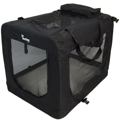 Actiaspet Fabric Pet Carrier Crate – Soft-Sided Travel Kennel for Dogs, Cats & Puppies – Foldable with Faux Sheepskin Bed, Mesh Windows, Treat Bag