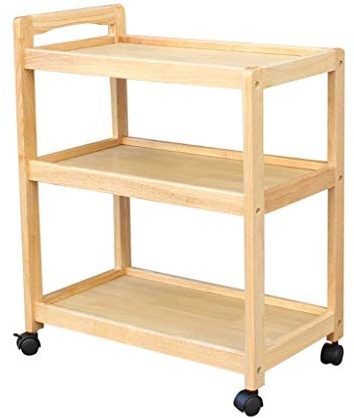Massivholz-Küchenwagen mit 3 Ebenen, abschließbaren Rädern, vielseitiger Servierwagen für Zuhause, Esszimmer, Küche, Aufbewahrung, einfache Mobilität