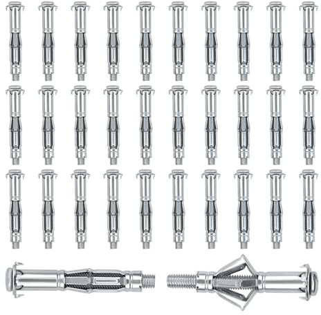 BEASAFY 30 Pièce Chevilles, M8 x 65 mm Fixations Murales Creuses, Chevilles à Expansion avec Vis, Galvanisées Cheville, Métalliques Fixations D'ancrage pour Mur Creux