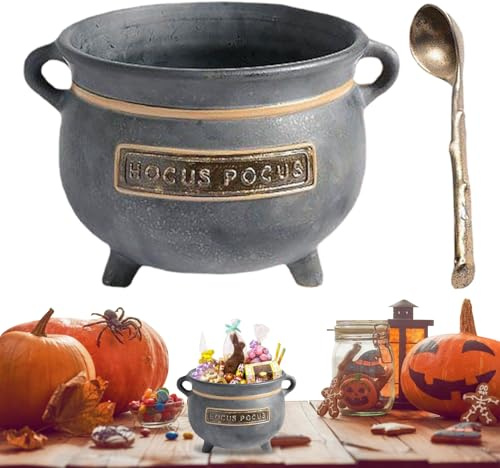 Beiykhera Cuenco para servir, estatua de caldero de bruja, recipiente de escritorio para frutas, gelatina, palomitas de maíz, chocolate, fondant