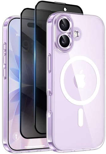 Helssitot Coque pour iPhone avec Verre Trempé Anti-Espion,Transparente,pour iPhone 17,1