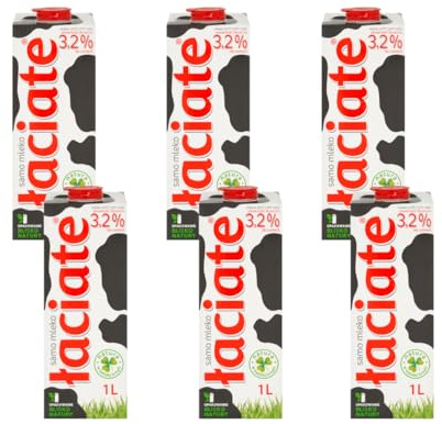 Laciate UHT Milk 1L 3.2% Fat - Long Life - Ambient - Calcium, Protein - (Pack of 6)