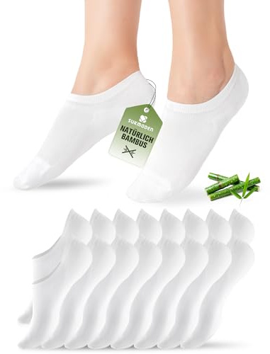 SukModen 8/10 Paia Calzini Fantasmini Donna, Bambù Traspiranti Calze Invisibili, Calzini Basse Corti Uomo Salvapiede con Silicone Antiscivolo