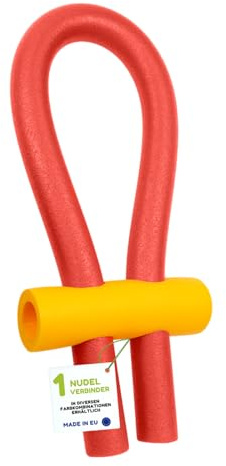 WeKo FUN Schwimmnudel Set (1x Poolnudel 9 Farben zur Auswahl + 1x 6-Loch Verbinder Gelb) | 160 cm Poolnudel & Schwimmhilfe | Ø 6,5 cm Wassernudel für Kinder & Erwachsene