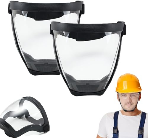 Máscara Facial Completa Multiusos, 2x Máscara Facial Transparente Reutilizable Con Banda Ajustable, Mascarillas Protectora Facias Transparente Antivaho Para Soldadura De Perforación De Carpintería