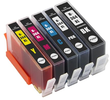Go Inks Compatible 364XL Set of Ink Cartridges - Multipack Replacement for HP 364 XL - High Capacity Black, Photo, Black, Cyan, Magenta, Yellow for HP Photosmart Printers (Pack of 5)