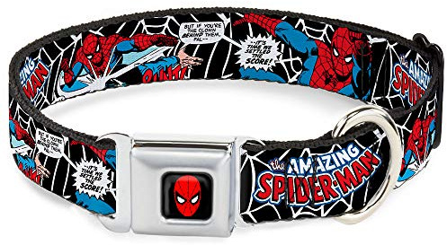 Buckle-Down Seatbelt Buckle Dog Collar - JRNY-Spider-Man in Action2 w/AMAZING SPIDER-MAN - 1 Wide - Fits 15-26 Neck - Large