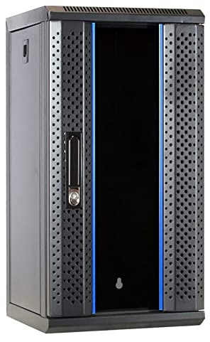 DSIT 12 HE - 10 Zoll Serverschrank - mit Glastür (BxTxH) 312x310x618mm - Schwarz - für Zuhause und im Büro