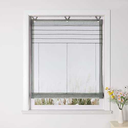 Yujiao Mao Uni Raffrollo Ösenrollo Kessy Biese transparent Voile Rollos 1er-Pack B*H 80 * 140cm Grau