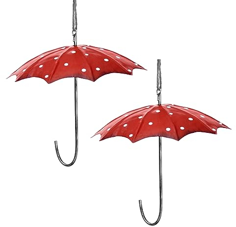 Meisenknödel-Halter Regenschirm Metall rot weisse Punkte Preis für 2 Stück