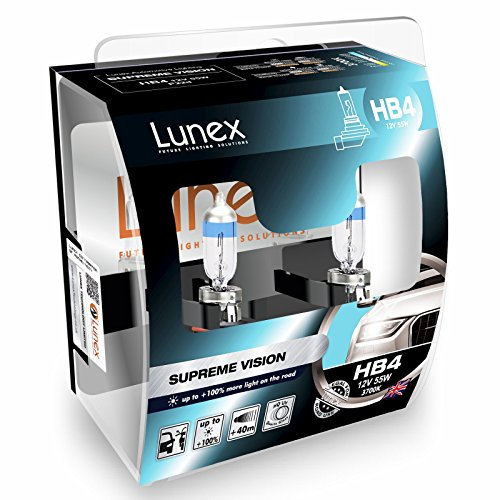LUNEX HB4 9006 SUPREME VISION Headlight Halogen Bulbs + 100% more light 12V 55W P22d 3700K duobox (2 units)