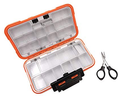Waterproof Fishing Lure Boxe Spoon Hooks Baits Storage Tackle Box Containers for Casting Fishing Fly Fishing,Large/Medium/Small Lure Case Available (Orange-Large)