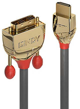 LINDY HDMI/DVI Anschlusskabel 0.50m 36193 Grau [1x HDMI-Stecker - 1x DVI-Stecker 18+1pol.]