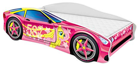 ACMA Autobett 140x70 cm mit Matratze und Lattenrost - Kinderbett Auto Modell 8 für Kinderzimmer, stabiles Jugendbett mit Rausfallschutz, belastbar bis 120 kg