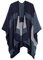 EXCHIC Damen Warm Offene Front Strick Schals und Wraps Floral Elegante Cardigans Poncho Cape Coat Mantel (Marineblau-83)