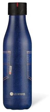 LES ARTISTES Paris A-2070 Bottle'Up, Thermos 500 ml, Gourde isotherme sans BPA, Réutilisable, Garde au chaud 12h et au froid 24h, Acier Inoxydable, Design Blue Jean