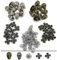 Lot de 80 boutons en métal pour jeans, tête de mort et croix, rivets rapides pour tissu, cuir, artisanat, décoration