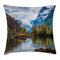 ABAKUHAUS Natur Kissenbezug, Snowy Mountains Norwegen, Wasser und Schmutz resistent Stoff Digital Druck Für den Innen oder Außen Bereich, 40 x 40 cm, Grün und Blau