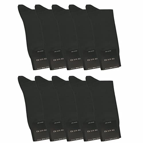 ca·wa·so Herren Socken aus 100% Baumwolle | Reine Baumwollsocken im 10er-Set | Freizeitsocken ohne Naht mit verstärkter Ferse & Spitze (39-42, schwarz)