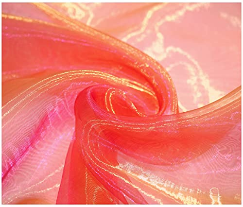 Premium Crystal Organza Voile Fancy Dress Costume Decorations Fabric 150cm Wide/Sold by The Metre (TT-09 Salmon)